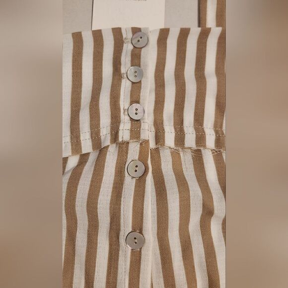 New Show Me Your Mumu Round Around Jumpsuit Everyday Beige Striped Size Large - Picture 6 of 13